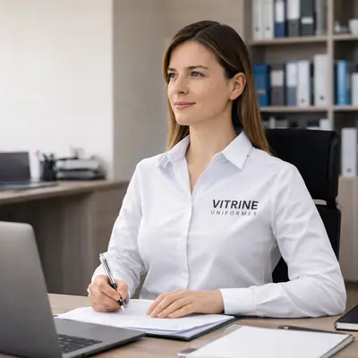 Profissional de escritório vestindo camisa social personalizada